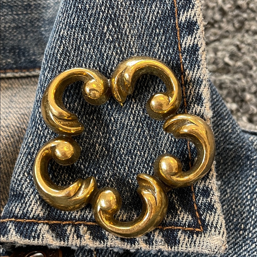 Vintage Gold Tone Scroll Brooch | Mid Century Modern Statement Pin| 1960sJewelry